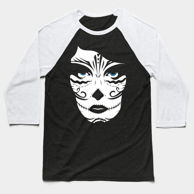 Sugar Skull Woman Design Baseball T-Shirt by BlackPawCanvas